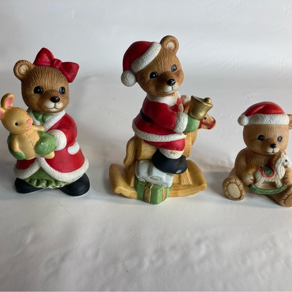 Homco Christmas Bear Family Set of 3   Vintage - Picture 1 of 2